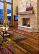 Distressed Pine Flooring - Living Room