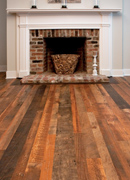 Weathered Antique Pine Flooring - Fireplace